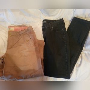 2 for $18, Old Navy, 1 beige pair of Capris/1 black pair of Jeans, Size: 10